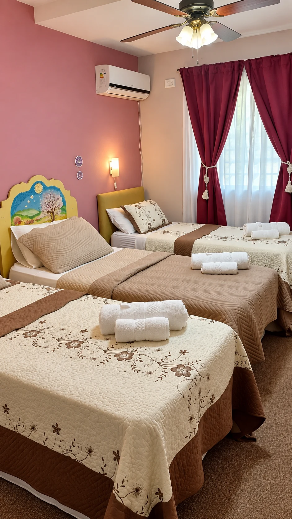Habitación familiar con cama matrimonial y camas individuales